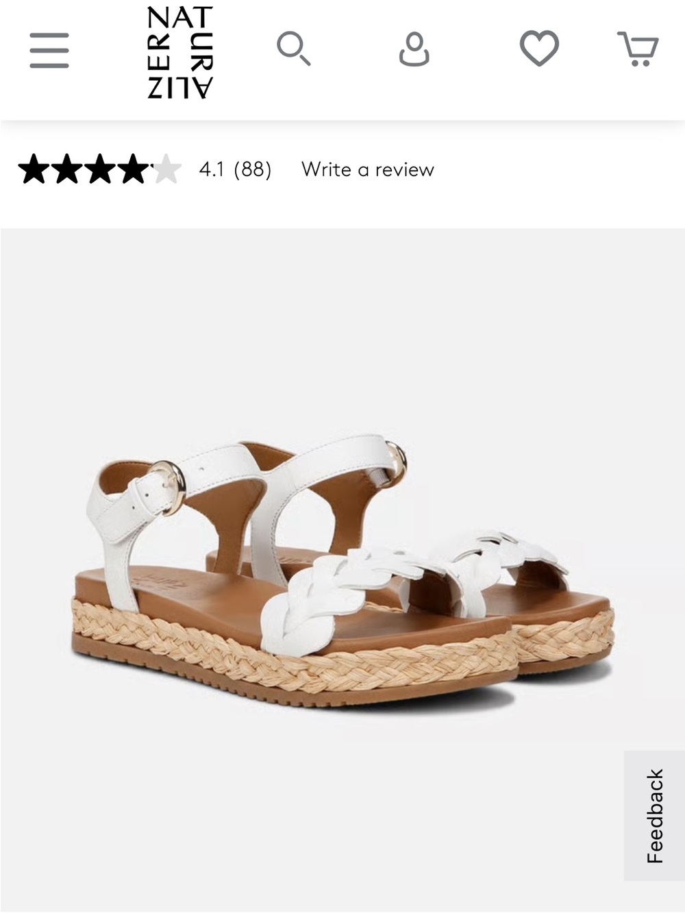 Naturalizer Neila White Braided Strap Platform Sandals